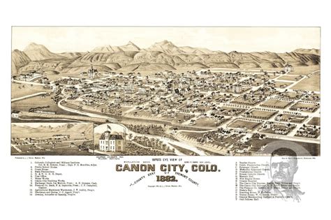 Vintage Canon City Map 1882 Old Map Of Canon City Colorado Etsy