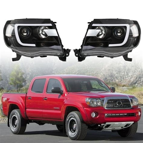 Lablt Black Clear Led Tube Projector Headlights Headlamps For 2005 2011 Toyota Tacoma