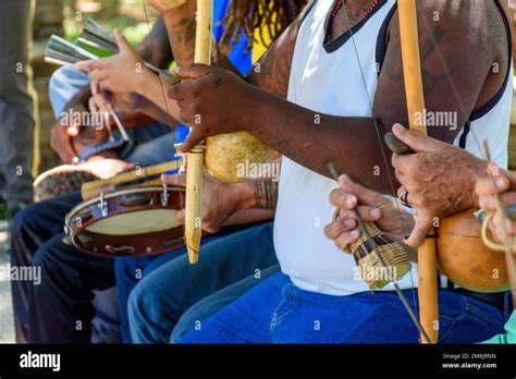 Brazilian musical instrument called berimbau and others percursion ...