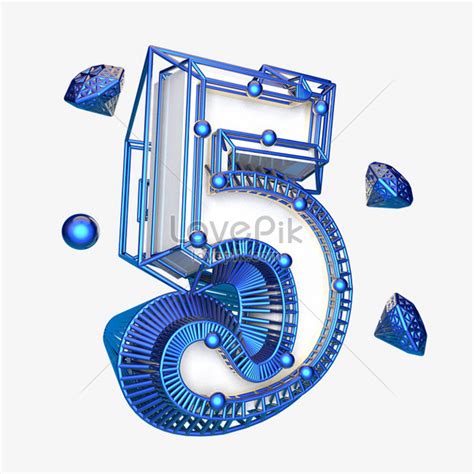 Tech Blue Countdown Number 5 Is Commercially Available Graphics Image