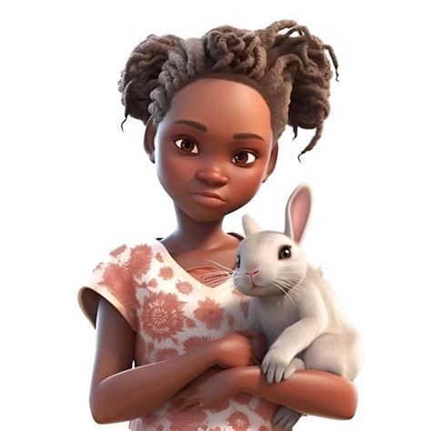 Renderización digital en 3D de una linda chica afroamericana con un