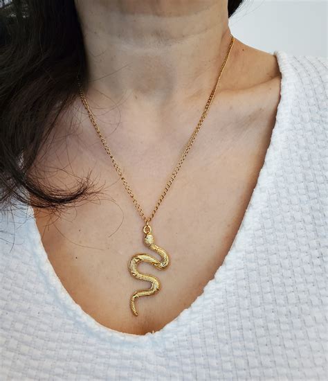 18k Gold Filled Snake Pendant Necklace Gold Filled Snake Etsy Australia