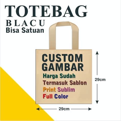 Jual Totebag Blacu Custom Sablon 29x29 Shopee Indonesia