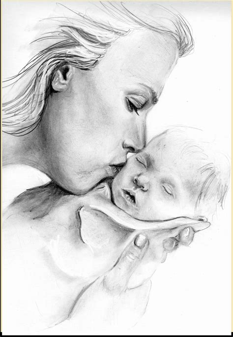 Mother And Baby Pencil Sketch At Paintingvalley Explore