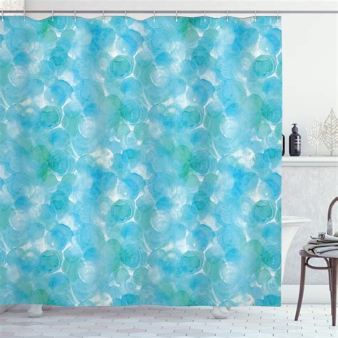 Teal Shower Curtain Abstract And Expressionist Watercolor Art Design