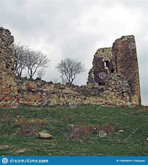 Ruins of Gates, Towers, Walls of Mtskheta Monastery in Georgia Stock