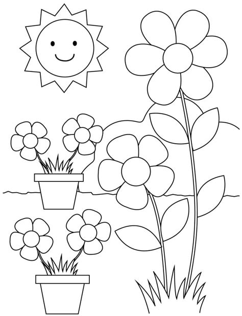 Desenhos De Lindo Sol Jardim De Flores Para Colorir E Imprimir