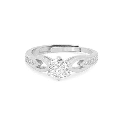 Buy Giva Sterling Silver Adjustable Zircon Sparkling Loop Ring Online