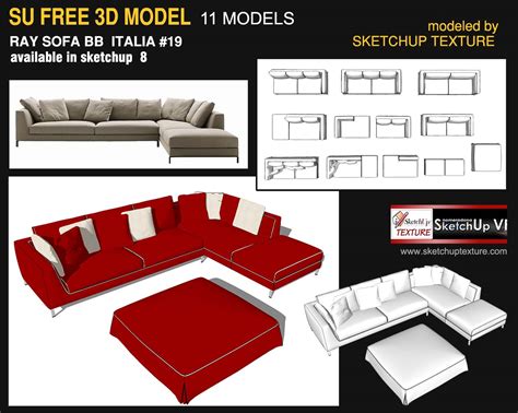 Awesome Free Sketchup 3d Model Ray Sofa BB Italia Furniture Tutorial