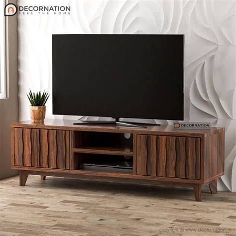 Karey Solid Wood Storage Tv Table Brown Decornation