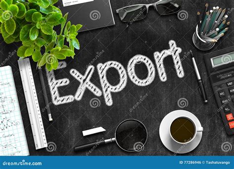 Export Text On Black Chalkboard D Rendering Stock Illustration