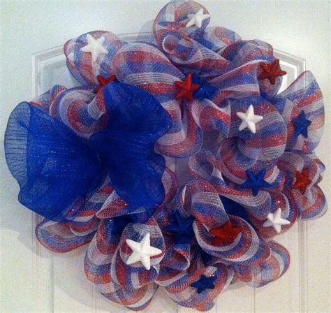 Deco Poly Mesh Wreaths Th Of July Patriotic Red White Blue Poly By