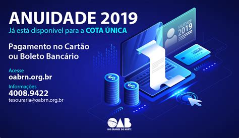 Anuidade 2019 da OAB RN já está disponível para pagamento desconto