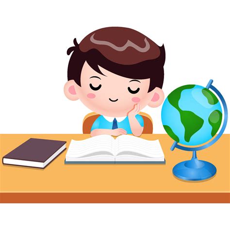 Cute Boy Reading A Book And Thinking 14043602 Vector Art At Vecteezy