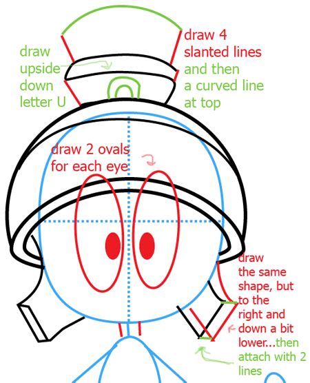How To Draw Marvin The Martian From Looney Tunes With Easy Steps