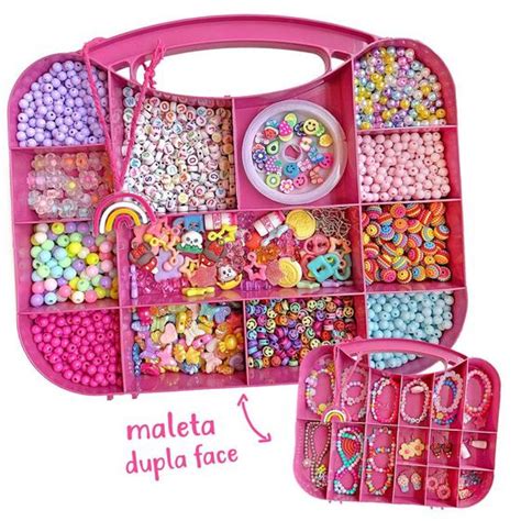 Kit Mi Angas Infantil Maleta Para Montar Pulseiras E Brincos Meu Arco