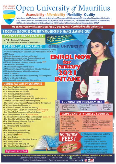 Open University Of Mauritius Courses 2021 January Intake Asheshs