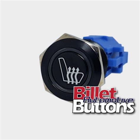 19mm Seat Heater Symbol Billet Push Button Switch Heated Black Halo