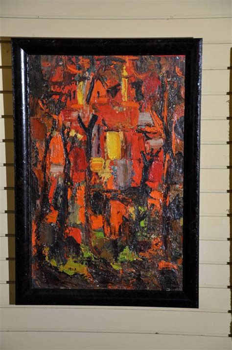 Abstract Oil Painting Signed Ortega At 1stdibs