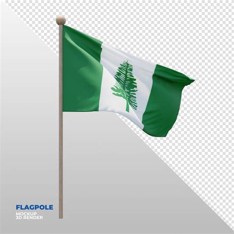 Premium PSD Realistic 3d Textured Flagpole Flag Of Norfolk Island