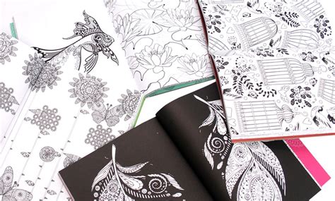 Hardcover Adult Coloring Book Collection 4 Piece Groupon