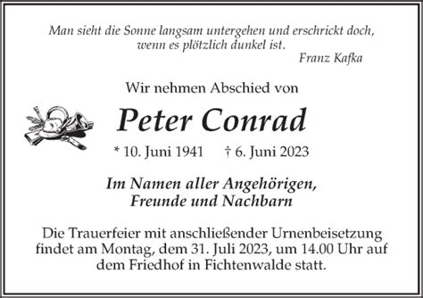 Traueranzeigen Von Peter Conrad Trauer Anzeigen De