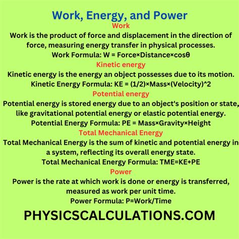 How To Calculate Work Energy And Power