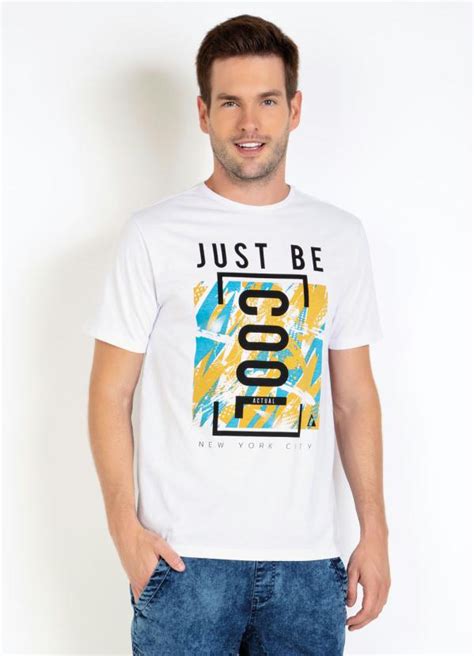 Camiseta Branca Estampa Just Be Cool Queima De Estoque