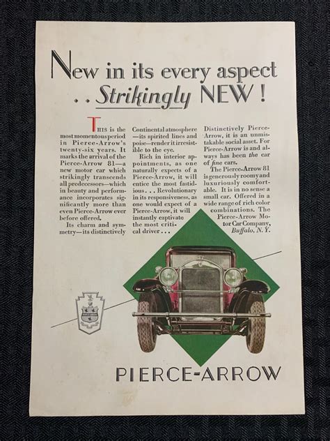 1925 Pierce Arrow 65x95 Automotive Print Ad Vg 45 New In Its