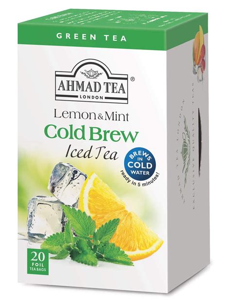 Ahmad Tea Cold Brew Lemon Mint Green Iced Tea 20 Foil Teabags Pack