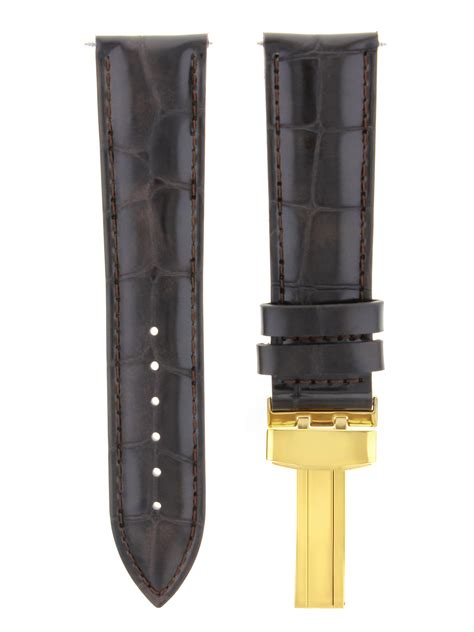 Mm Leather Watch Strap Band Deployment Clasp For Breitling Gold