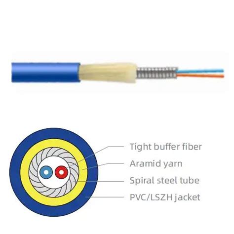 Fibervision Duplex Spiral Tube Armored Indoor Cable De Fibra Optica Indoor Outdoor Network