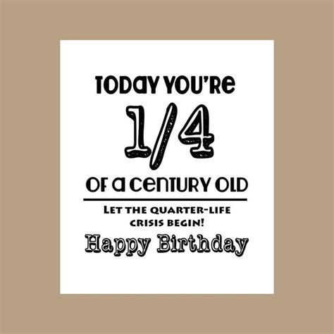 25th Birthday Card, 1/4 Century Old Card, Milestone Card, 1998 Birthday Card, Funny 25th ...