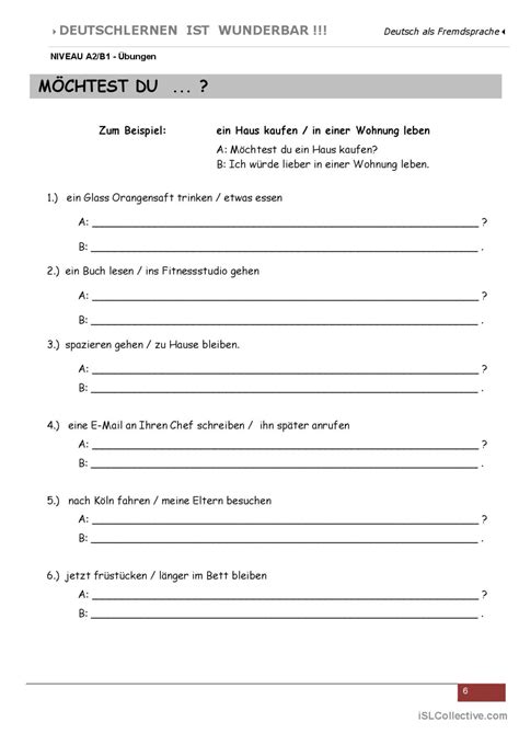 Konjunktiv II 1 von 3 Deutsch DAF Arbeitsblätter pdf doc