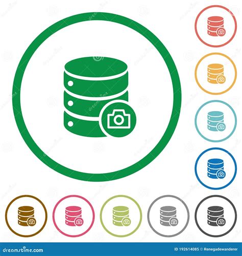 Database Snapshot Flat Icons With Outlines Stock Vector Illustration Of Server Data 192614085