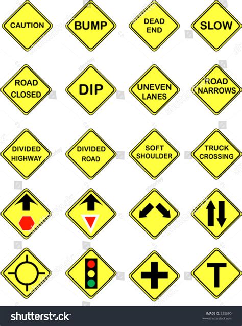 20 Us Road Warning Signs Stock Vector Illustration 325590 : Shutterstock