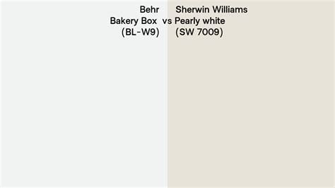 Behr Bakery Box BL W9 Vs Sherwin Williams Pearly White SW 7009 Side