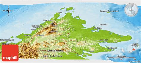 Physical Panoramic Map of Sabah