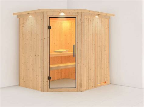 Sauna Systemsauna Siirin Mit Dachkranz Klarglas Ganzglast R