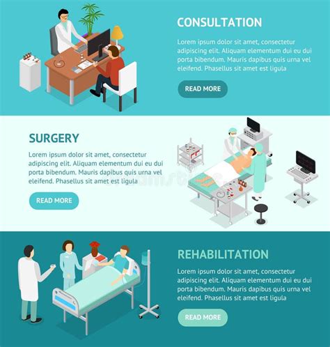 Patient And Doctor Surgery Operating Isometric View Vector Stock