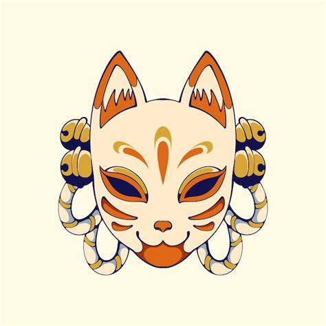 M Scara Japonesa Kitsune Vector Vector Premium