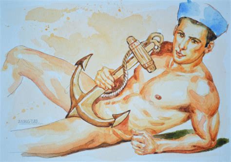 Watercolor Male Nude Sailor 102302 Painting By Hongtao Huang Artmajeur