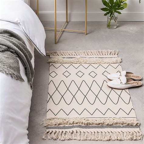 Throw Rugs Boho Style Handmade Bedside Tufted Carpet - Warmly Home