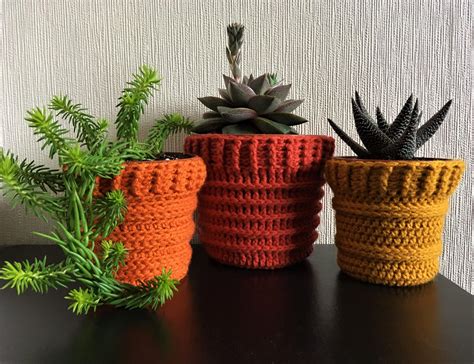 Three Plant Pot Covers Willow Crochet In 2020 Plant Pot Covers