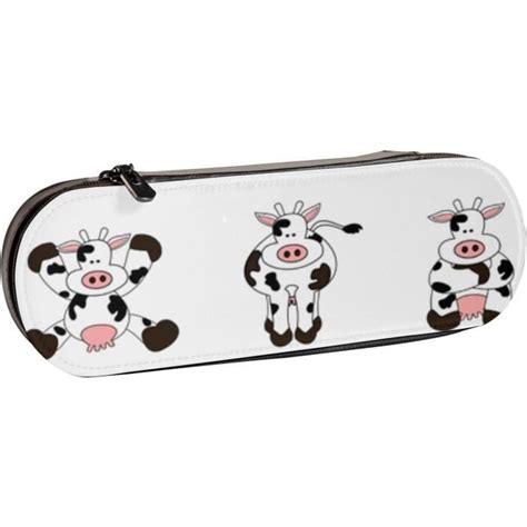 Trousse À Crayons Vache Femelle Kawaii Mignon Animal En Cuir Pochette À