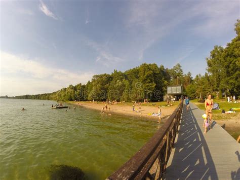 Lazdijai Lithuania July 31 2021 Dusia Lake Beach In Lithuania At