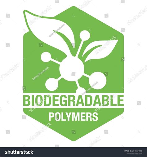 Biodegradable Polymers Emblem Plastic Molecules Turns Stock Vector