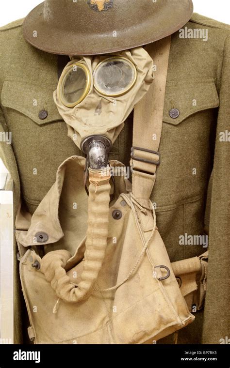 Wwi Us Army Uniform Helmet And Gas Mask Stock Photo Alamy