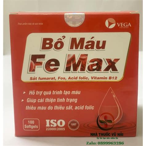 Bổ Máu Fe Max Bổ Sung Sắt Và Acid Folic Giảm Thiếu Máu Do Thiếu Sắt