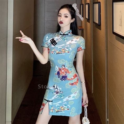 Traditional Chinese Hanfu Qi Pao Women Retro Cheongsam Girl Japanese